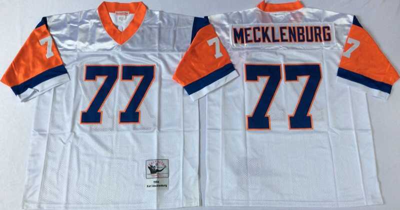 Broncos 77 Karl Mecklenburg White M&N Throwback Jersey